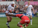Rory Best of Ulster is tackled by Romain Taofifenua of Toulon during the European Rugby Champions Cup Pool 3 game at the Kingspan stadium on October 25, 2014