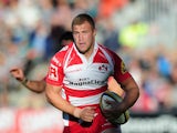 Ross Moriarty of Gloucester in action during the Aviva Premiership match between Gloucester and Leicester Tigers at Kingsholm Stadium on October 4, 2014