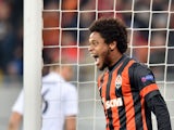 FC Shakhtar Donetsk's Luiz Adriano celebrates after scoring during the UEFA Champions League football match between FC Shakhtar Donetsk and FC BATE Borisov in Lviv on November 5, 2014