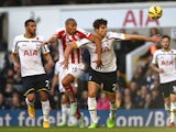 Steven N'Zonzi of Stoke City and Federico Fazio of Spurs compete for the ball during the Barclays Premier League match on November 9, 2014