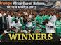 Joseph Yobo and team mates celebrate with the trophy after winning the 2013 Africa Cup of Nations Final match between Nigeria and Burkina at FNB Stadium on February 10, 2013