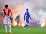 Georgio Chiellini of Italy #3 during the EURO 2016 Group H Qualifier match between Italy and Croatia at Stadio Giuseppe Meazza on November 16, 2014