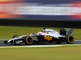 Jenson Button of Great Britain and McLaren drives during final practice for the Brazilian Formula One Grand Prix at Autodromo Jose Carlos Pace on November 8, 2014