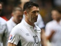Substitute, Republic of Ireland's striker Robbie Keane leaves the pitch after the Euro 2016 Qualifier, Group D football match against Scotland on November 14, 2014