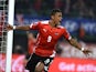 Austria's Rubin Okotie celebrates after scoring a goal during the UEFA 2016 European Championship qualifying round Group G football match against Russia on November 15, 2014