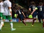 Scotland's midfielder Shaun Maloney celebrates after scoring the opening goal of the Euro 2016 Qualifier, Group D football match between Scotland and Republic of Ireland at Celtic Park in Glasgow, Scotland on November 14, 2014