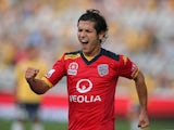 Pablo Sanchez of Adelaide celebrates after scoring a goal during the round seven A-League match between the Central Coast Mariners and Adelaide United at Central Coast Stadium on November 23, 2014 