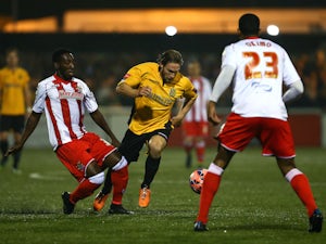 Maidstone's Matt Bodkin attacks during the FA Cup First Round Reply between Maidstone United and Stevenage at The Gallagher Stadium on November 20, 2014