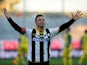 Antonio Di Natale of Udinese Calcio celebrates after scoring his opening goal and his 200th goal in Serie A during the Serie A match between Udinese Calcio and AC Chievo Verona at Stadio Friuli on November 23, 2014