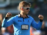 Will Beer of Sussex celebrates after catching a bowling out Stewart Walters of Glamorgan during the Natwest T20 Blast match against Glamorgan on November 19, 2014