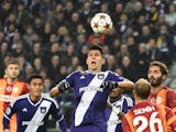 Anderlecht's forward from Serbia Aleksandar Mitrovic attempts a header during the UEFA Champions League football match between Anderlecht and Galatasaray in Brussels, November 26, 2014