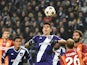 Anderlecht's forward from Serbia Aleksandar Mitrovic attempts a header during the UEFA Champions League football match between Anderlecht and Galatasaray in Brussels, November 26, 2014