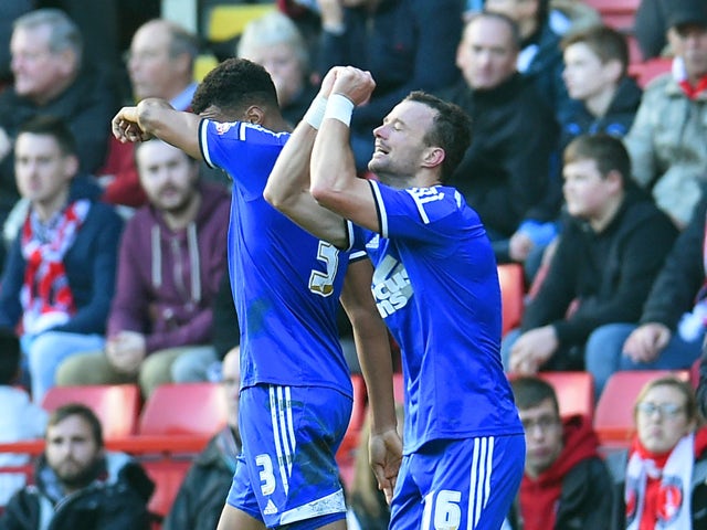 Noel Hunt of Ipswich Town celebrates his goal during the Sky Bet Championship match between Charlton Athletic and Ipswich Town at The Valley on November 29, 2014