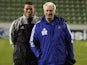 Newcastle United manager Sir Bobby Robson and Jermaine Jenas of Newcastle United pose for the cameras during Newcastle United's Champions League training session for the forthcoming Second Phase, Group match between Bayer Leverkusen and Newcastle United h