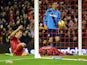 Liverpool's English striker Rickie Lambert celebrates as Liverpool's English defender Glen Johnson scores during the English Premier League football match between Liverpool and Stoke City at Anfield in Liverpool, north west England on November 29, 2014