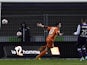 Lorient's French forward Benjamin Jeannot celebrates after scoring a goal during the French L1 football match Toulouse vs Lorient on November 29, 2014
