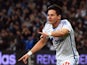 Marseille's French midfielder Florian Thauvin celebrates after opening the scoring during the French L1 football match Marseille (OM) vs Nantes (FCN) on November 28, 2014