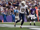 Wide receiver Keenan Allen #13 of the San Diego Chargers celebrates after catching a first quarter touchdown against the Baltimore Ravens at M&T Bank Stadium on November 30, 2014