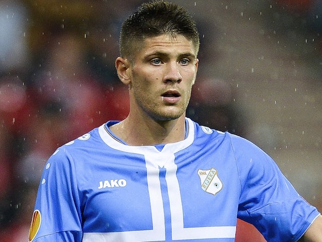 Andrej Kramaric of HNK Rijeka in action during a UEFA Europa League Group G match on September 18, 2014