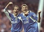 Mark Nicholls and Tore Andre Flo of Chelsea celebrate after an FA Carling Premiership match against Tottenham Hotspur at White Hart Lane on December 6, 1997