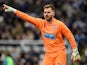 Goalkeeper Jak Alnwick of Newcastle United directs his defence during the Barclays Premier League match against Chelsea on December 6, 2014