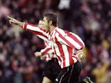 Kevin Phillips of Sunderland celebrates a goal against Chelsea during the FA Carling Premiership match at the Stadium of Light in Sunderland on December 4, 1999