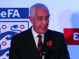 Chairman of The FA Lord Triesman addresses the guests during the official unveiling of the sculpture of Sir Alf Ramsey at Wembley Stadium on November 6, 2009