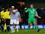 Goalkeeper Robert Green of QPR celebrates victory after the Barclays Premier League match between Queens Park Rangers and Burnley at Loftus Road on December 6, 2014