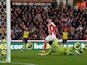 Bojan Krkic of Stoke City scores his team's second goal during the Barclays Premier League match between Stoke City and Arsenal at the Britannia Stadium on December 6, 2014