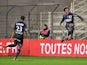 Toulouse's Danish forward Martin Braithwaite celebrates after scoring a goal during the French L1 football match between Nantes (FCN) and Toulouse (TFC) on December 2, 2014