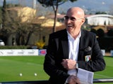 Italian Football Youth Coordinator Arrigo Sacchi during a training session ahead of their EURO 2012 qualifier against Slovenia at Coverciano on March 23, 2011