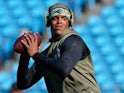 Cam Newton #1 of the Carolina Panthers warms up before the game against the Atlanta Falcons at Bank of America Stadium on November 16, 2014