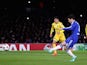 Cesc Fabregas of Chelsea scores the openiung goal from the penalty spot during the UEFA Champions League group G match between Chelsea and Sporting Lisbon on December 10, 2014