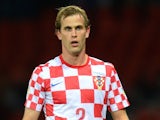 Ivan Strinic of Croatia in action during the FIFA 2014 World Cup Qualifying Group A match between Scotland and Croatia at Hampden Park on October 15, 2013