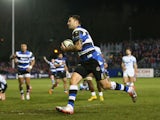 Matt Banahan of Bath scores his second try during the European Rugby Champions Cup Pool Four match against Montpellier on December 12, 2014