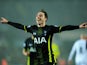  Spurs player Christian Eriksen celebrates after scoring the second Spurs goal during the Barclays Premier League match between Swansea City and Tottenham Hotspur at Liberty Stadium on December 14, 2014