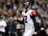 Matt Ryan #2 of the Atlanta Falcons celebrates a touchdown during the second quarter of a game against the New Orleans Saints at the Mercedes-Benz Superdome on December 21, 2014