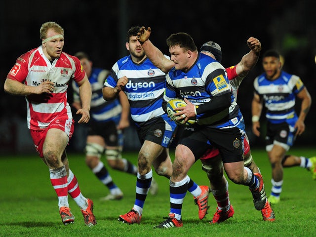 David Wilson of Bath makes a break during the Aviva Premiership match between Gloucester Rugby and Bath Rugby at Kingsholm Stadium on December 20, 2014