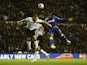 Didier Drogba of Chelsea jumps for a header with Jake Buxton of Derby during the Capital One Cup Quarter-Final match against Derby County on December 16, 2014