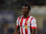 Jonathan Zongo of UD Almeria looks on during the La Liga match between Getafe CF and UD Almeria at Coliseum Alfonso Perez on August 29, 2014
