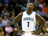 Lance Stephenson #1 of the Charlotte Hornets reacts to a call against the Los Angeles Clippers during their game at Time Warner Cable Arena on November 24, 2014