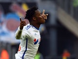 Marseille's Belgian midfielder Michy Batshuayi celebrates after scoring a goal during the French L1 football match Marseille (OM) vs Lille (LOSC) on December 21, 2014