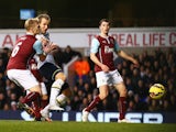 Harry Kane of Tottenham Hotspur scores the opening goal during the Barclays Premier League match between Tottenham Hotspur and Burnley at White Hart Lane on December 20, 2014