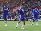Eden Hazard of Chelsea celebrates scoring his goal during the Barclays Premier League match between Southampton and Chelsea at St Mary's Stadium on December 28, 2014