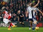 Mame Biram Diouf of Stoke City (L) scores their first goal during the Barclays Premier League match against West Brom on December 28, 2014