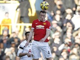 Manchester United's English defender Phil Jones wins a header during the English Premier League football match between Tottenham Hotspur and Manchester United at White Hart Lane in London on December 28, 2014
