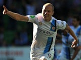 Aaron Mooy (#6) of Melbourne City celebrates his goal during the round 13 A-League match between Melbourne City FC and Perth Glory at AAMI Park on December 26, 2014