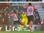 Southampton's Senegalese midfielder Sadio Mane scores the opening goal past Chelsea's Belgian goalkeeper Thibaut Courtois Chelsea's during the English Premier League football match between Southampton and Chelsea at St Mary's Stadium in Southampton, south