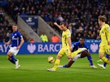 Harry Kane of Spurs scores the opening goal during the Barclays Premier League match between Leicester City and Tottenham Hotspur at The King Power Stadium on December 26, 2014 