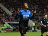 Ryan Stanislas of Bournemouth celebrates after scoring their second goal during the FA Cup Third Round match between Rotherham United and Bournemouth at The New York Stadium on January 3, 2015